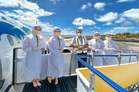 Cebu Pacific crew in full PPE