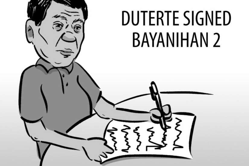 Caricature: Duterte Signed Bayanihan 2