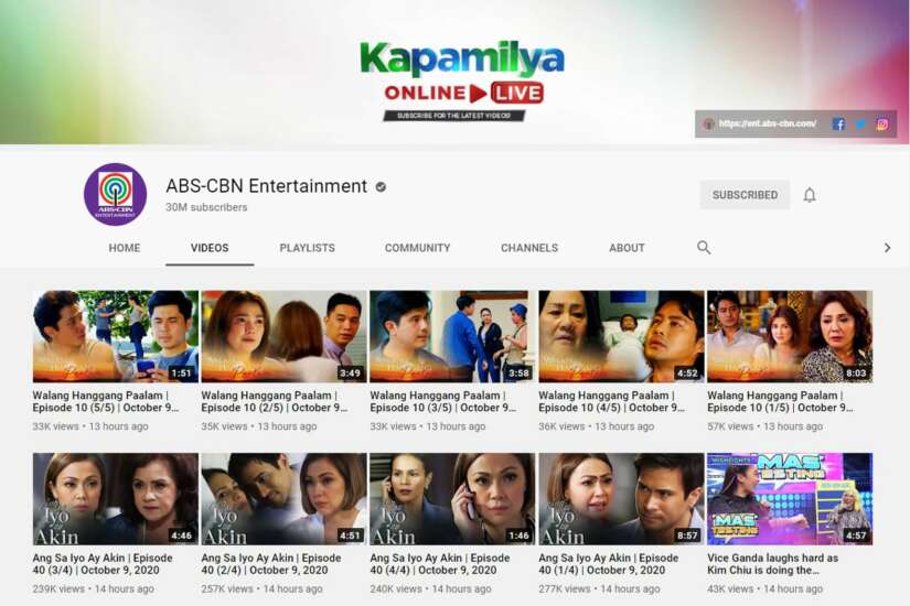 ABS-CBN youtube channel
