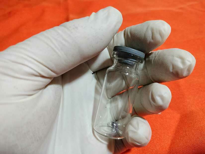 Unlabeled mercury in a bottle